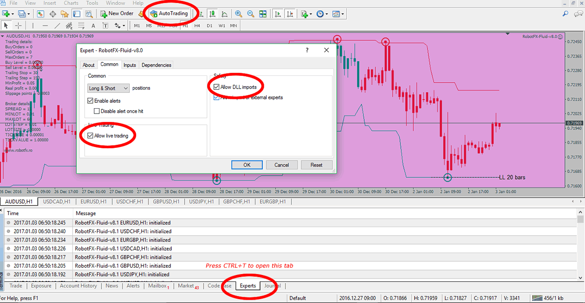 Enable the AutoTrading, Allow live trading, Allow DLL imports and check the Experts logs for errors.