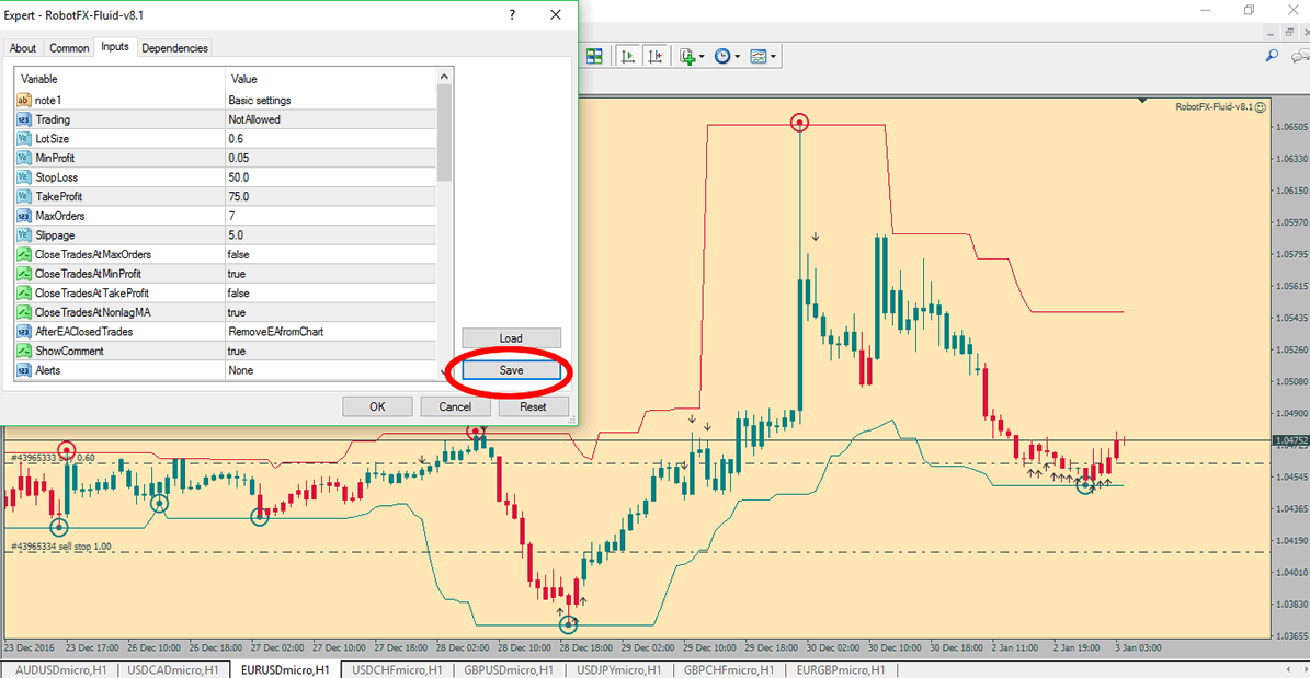 How to save Metatrader expert advisor settings