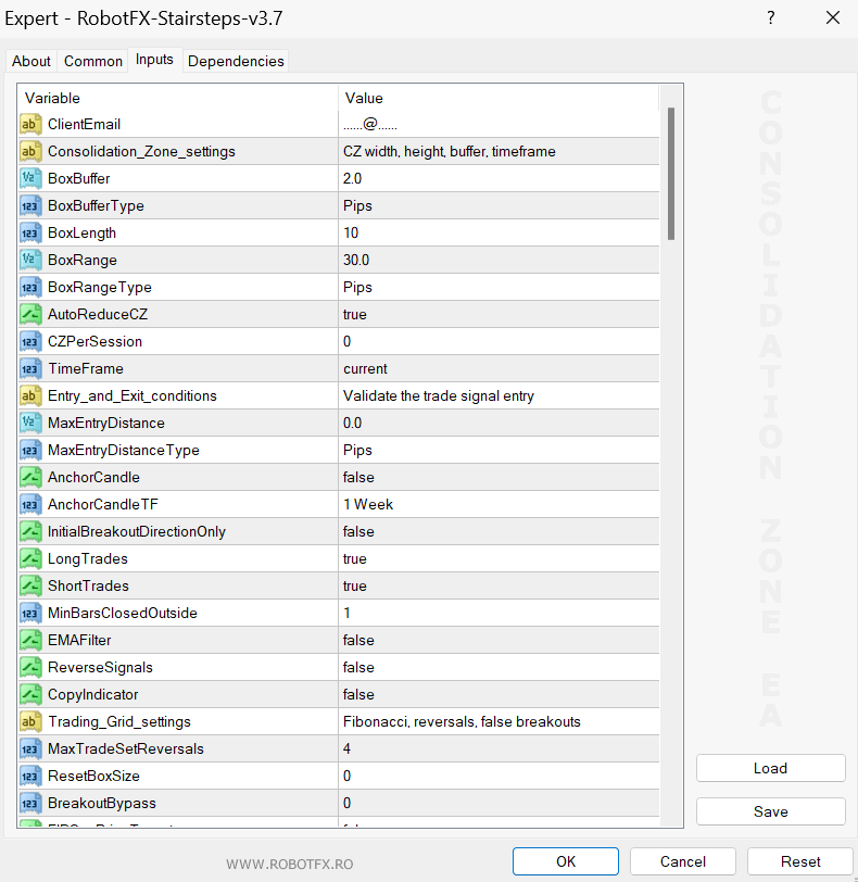 StairSteps EA – MetaTrader Settings